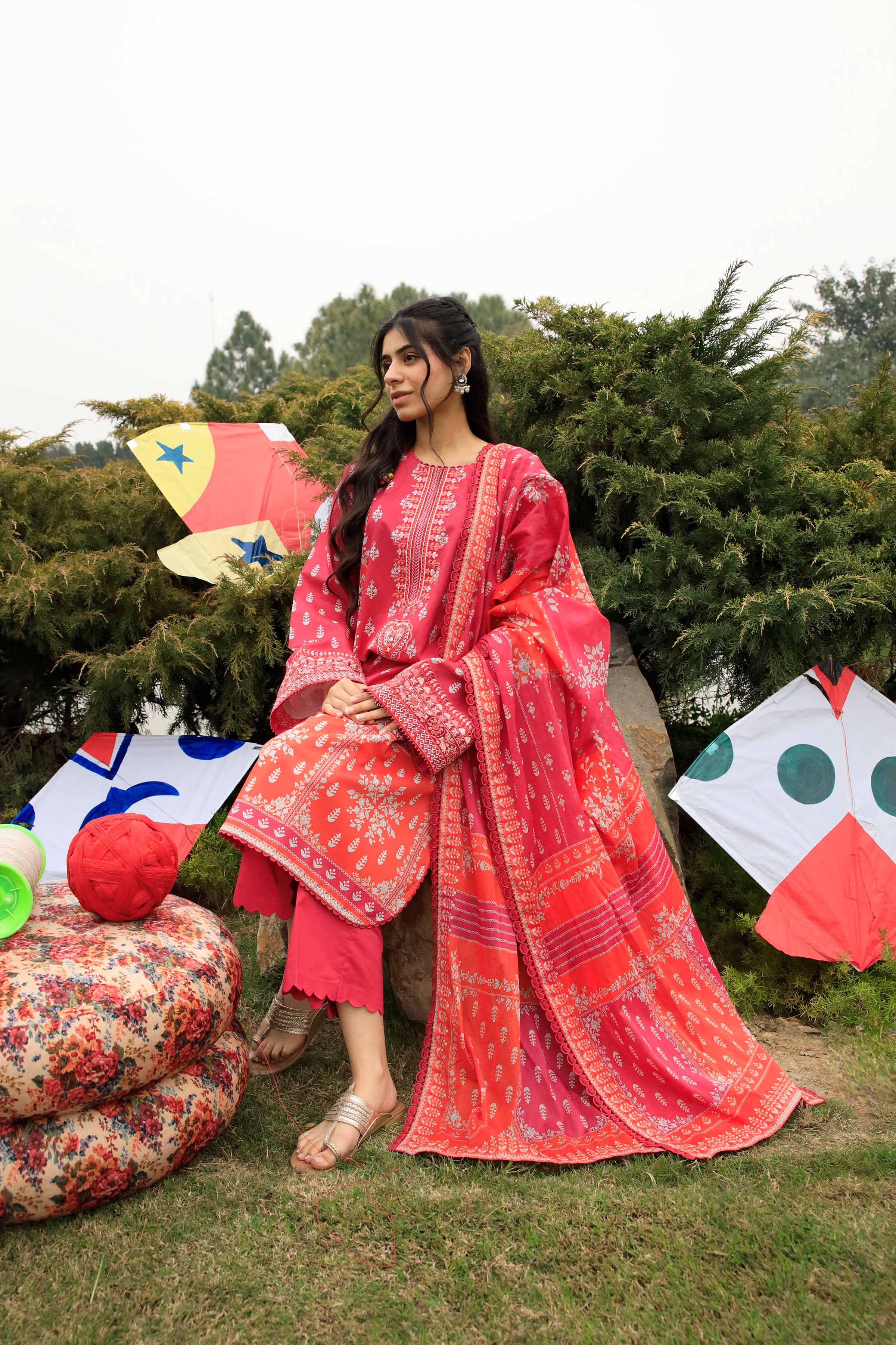 3 Piece - Digital Printed Embroidered Suit - 42601101 - Image 7