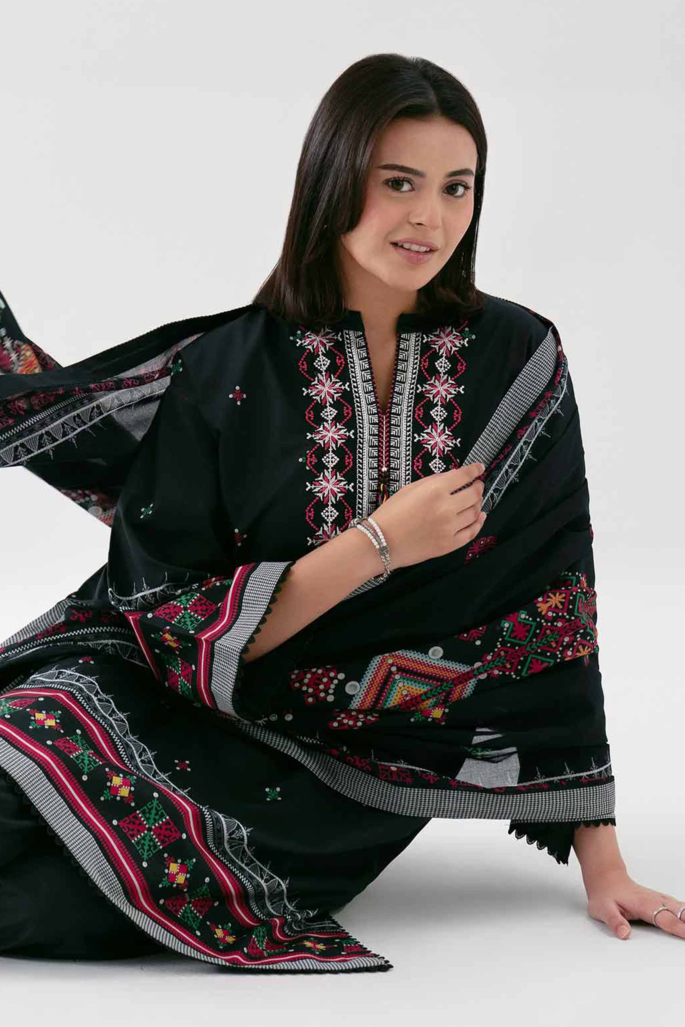 3 Piece - Digital Printed Embroidered Suit - 42601110 - Image 2