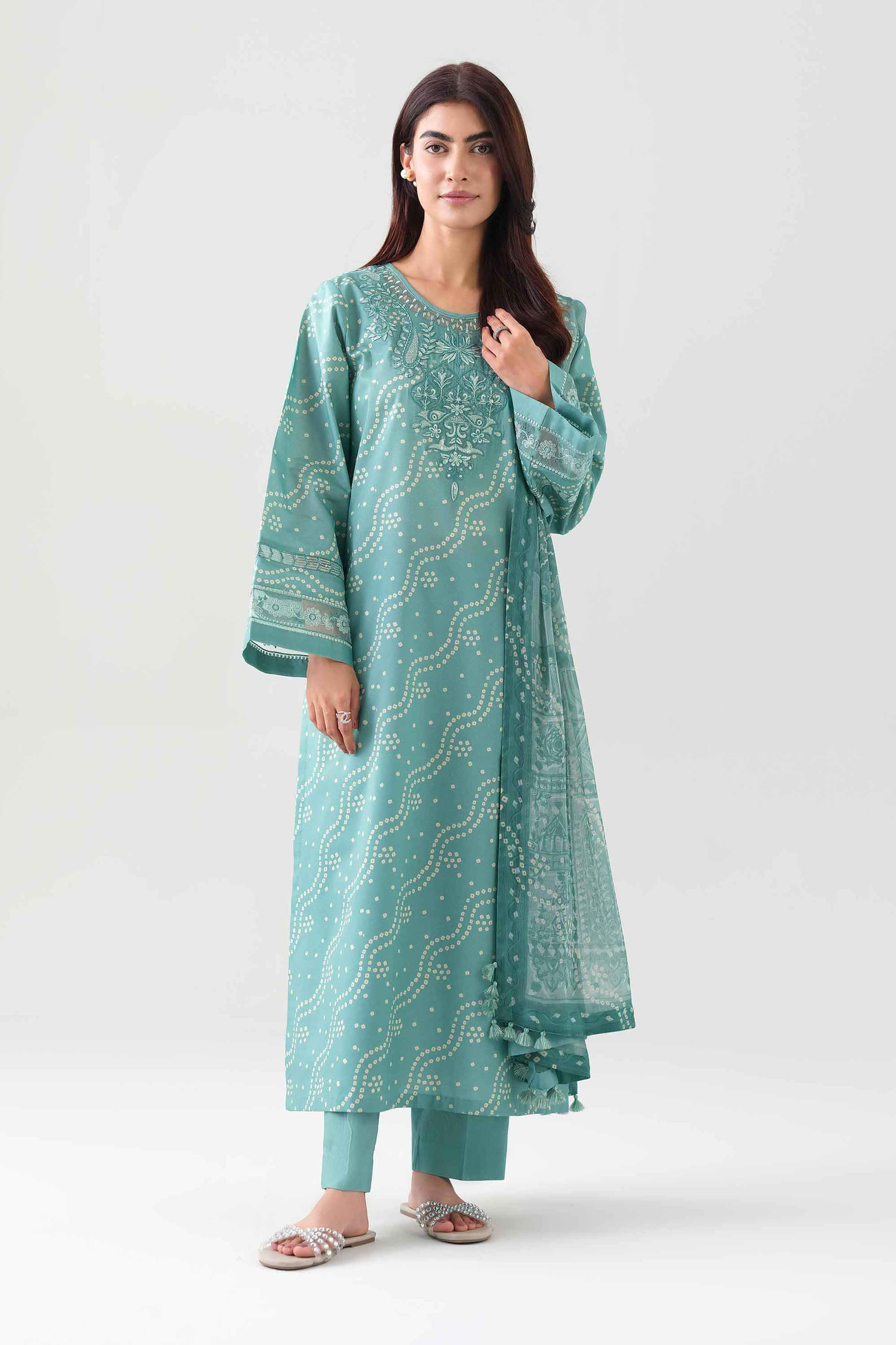 3 Piece - Digital Printed Embroidered Suit - 42601142
