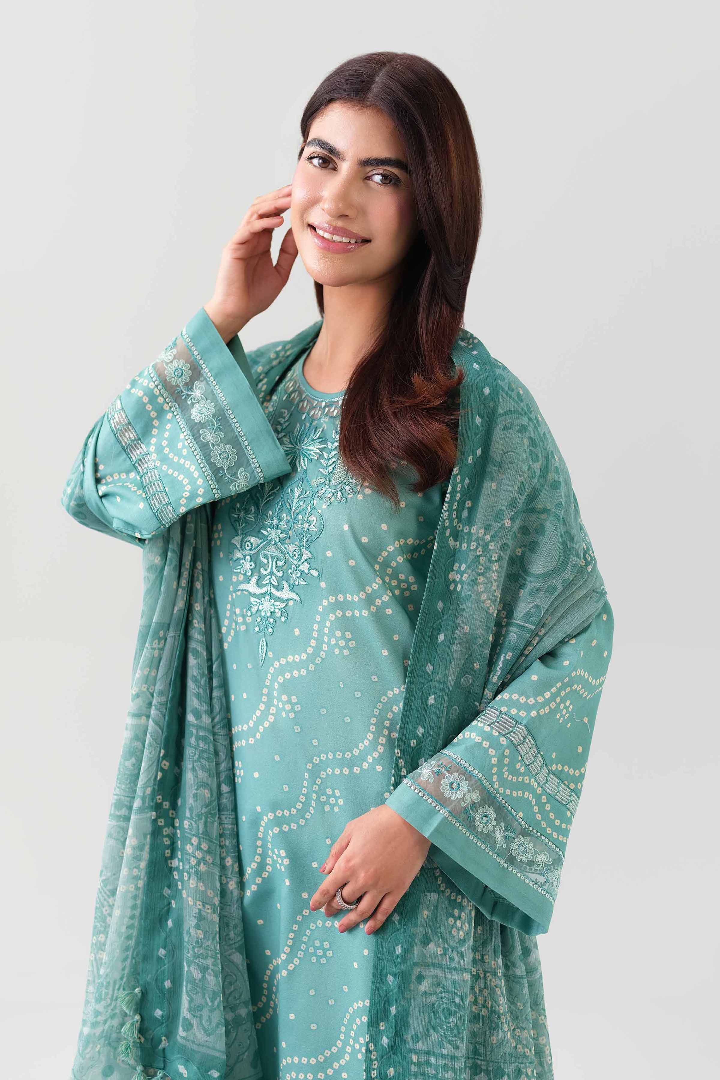 3 Piece - Digital Printed Embroidered Suit - 42601142 - Image 2