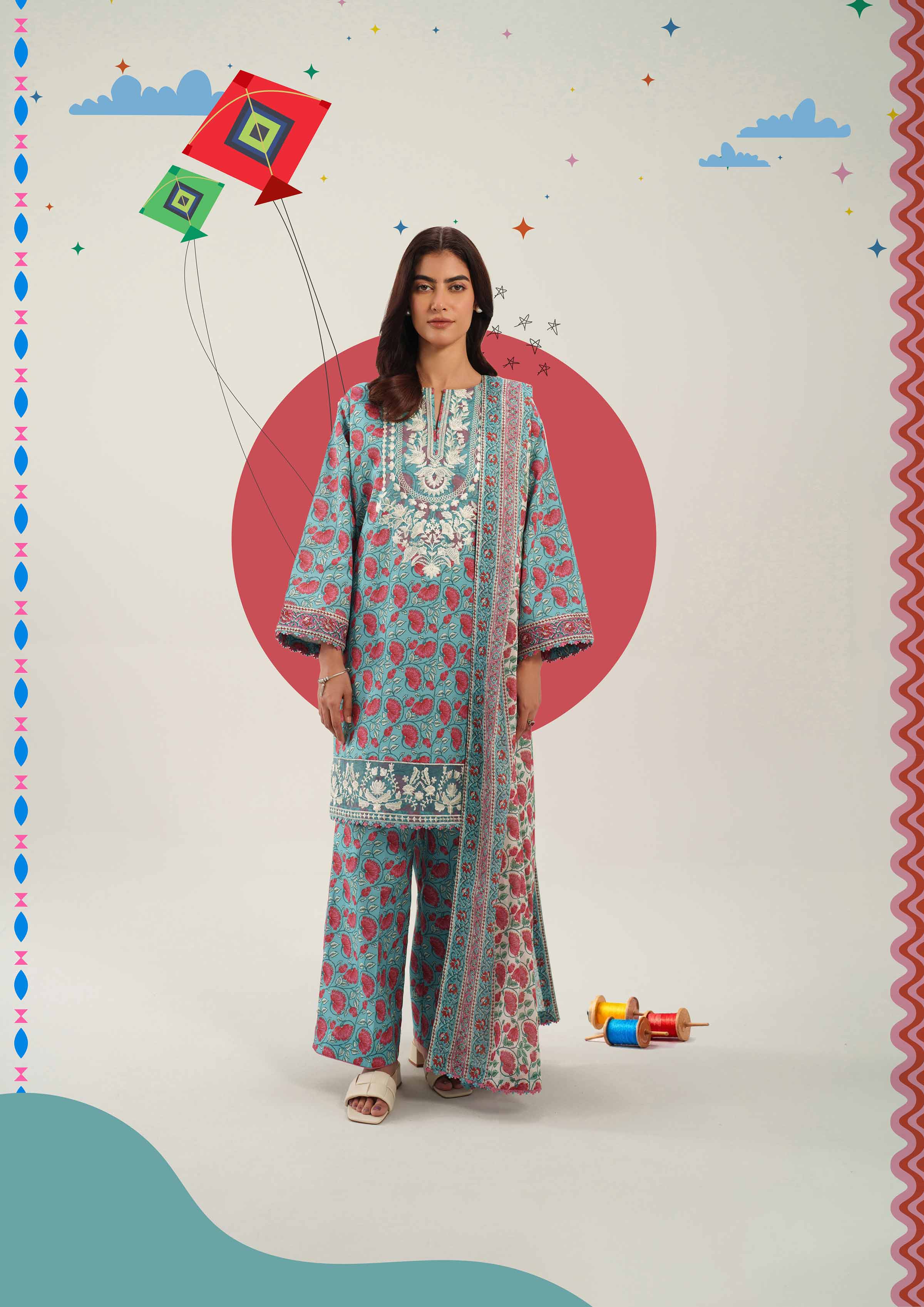 3 Piece - Printed Embroidered Suit - 42601168 - Image 6
