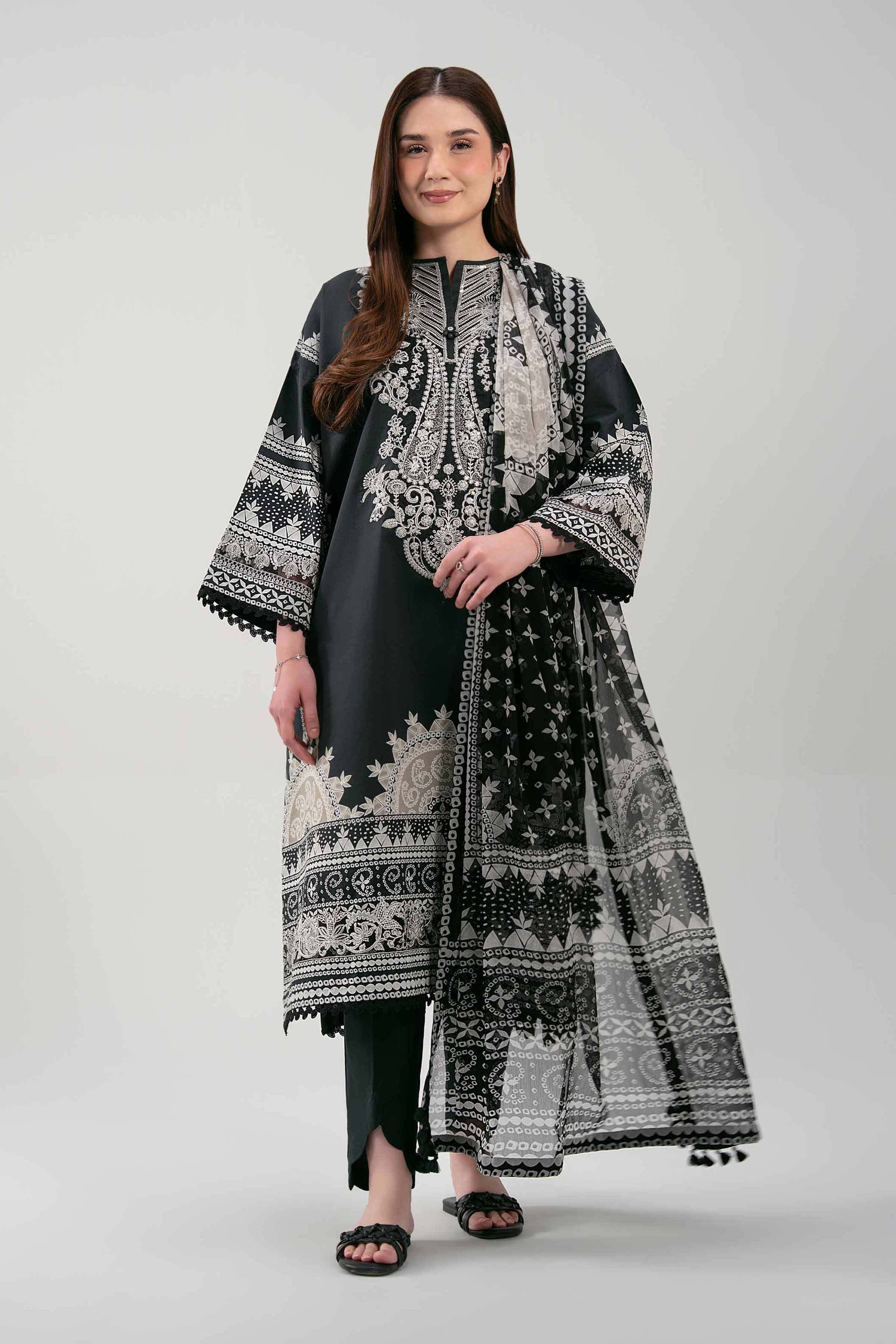 3 Piece - Digital Printed Embroidered Suit - 42601212