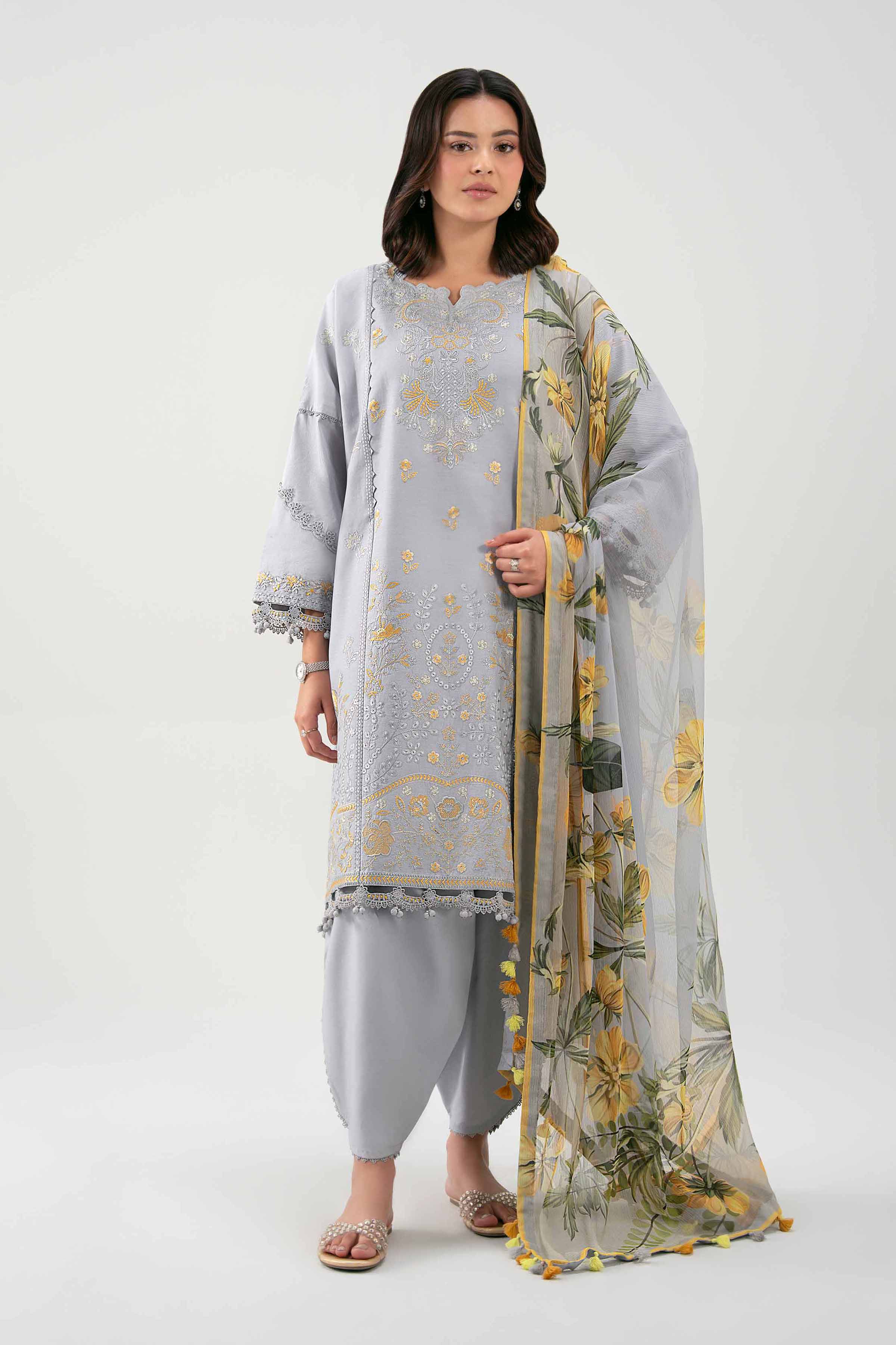 3 Piece - Digital Printed Embroidered Suit - 42601228