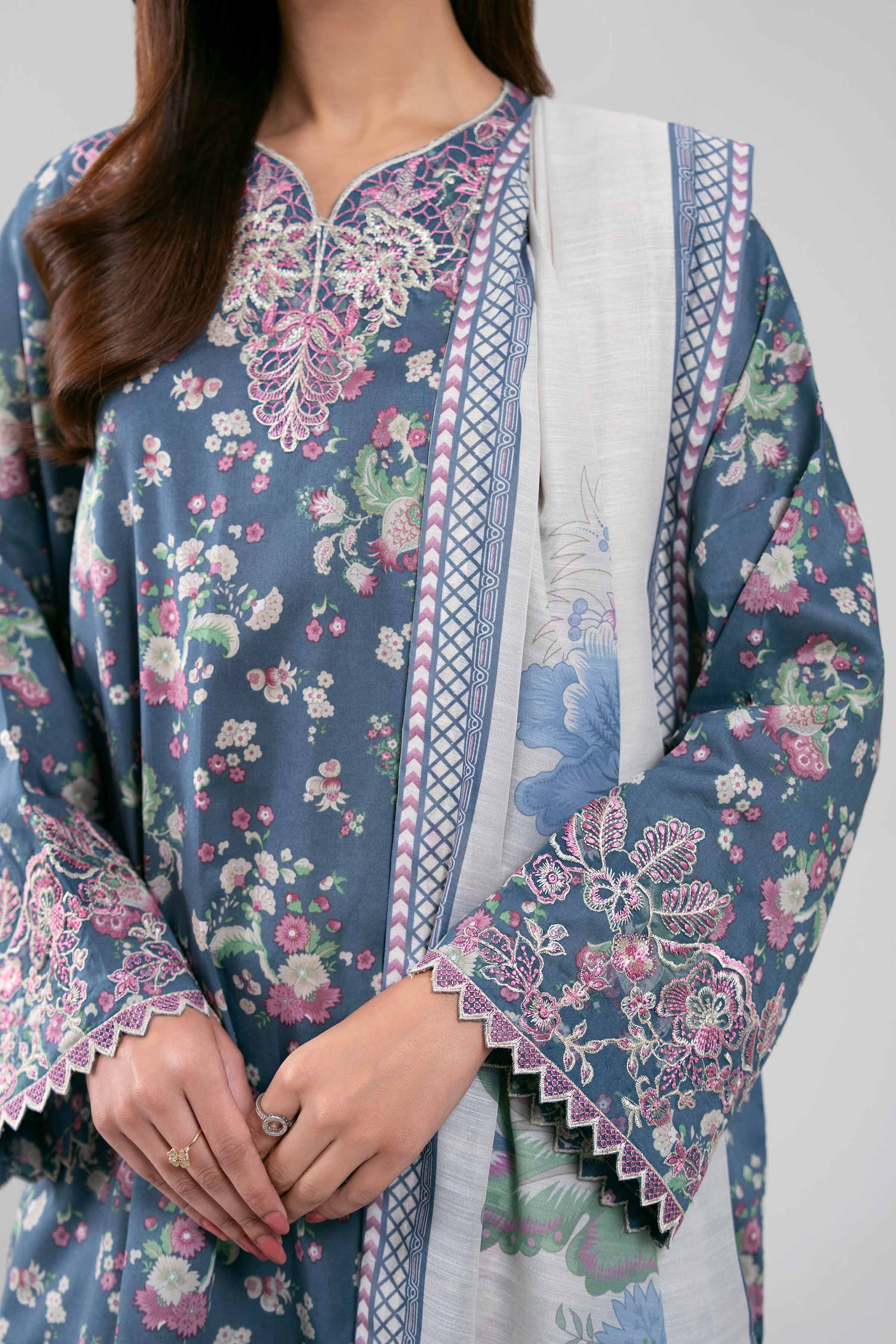 3 Piece - Digital Printed Embroidered Suit - 42601356 - Image 4