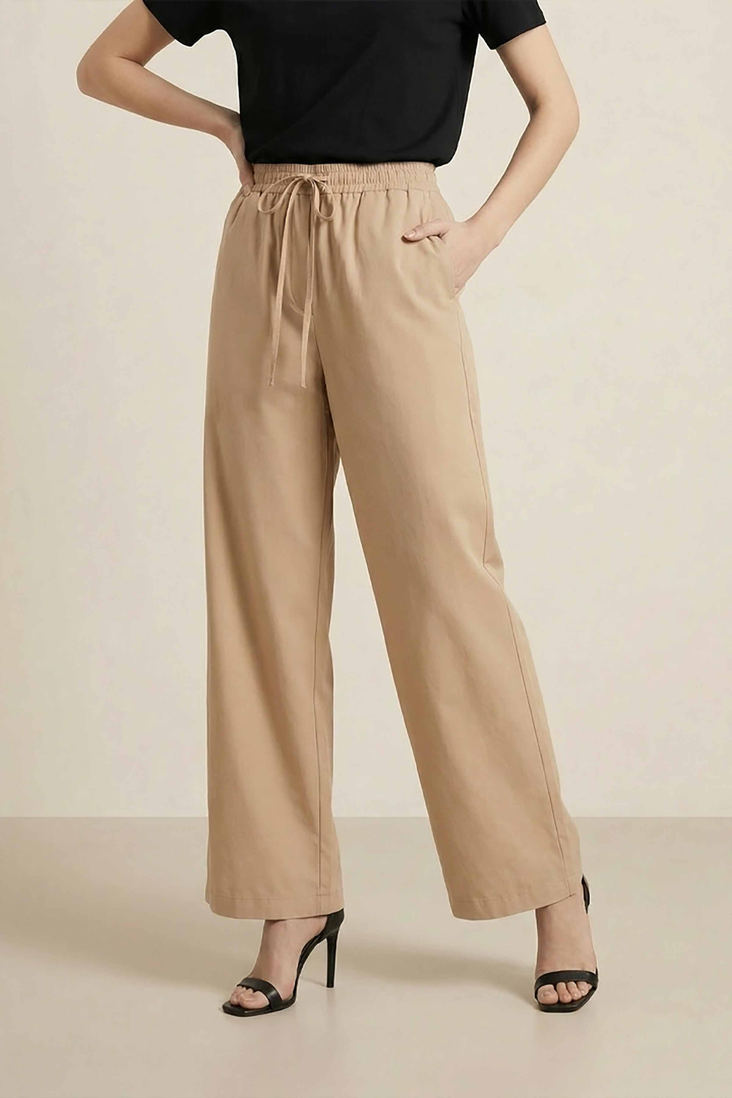 Camel Women Pants-447980129 - Image 5