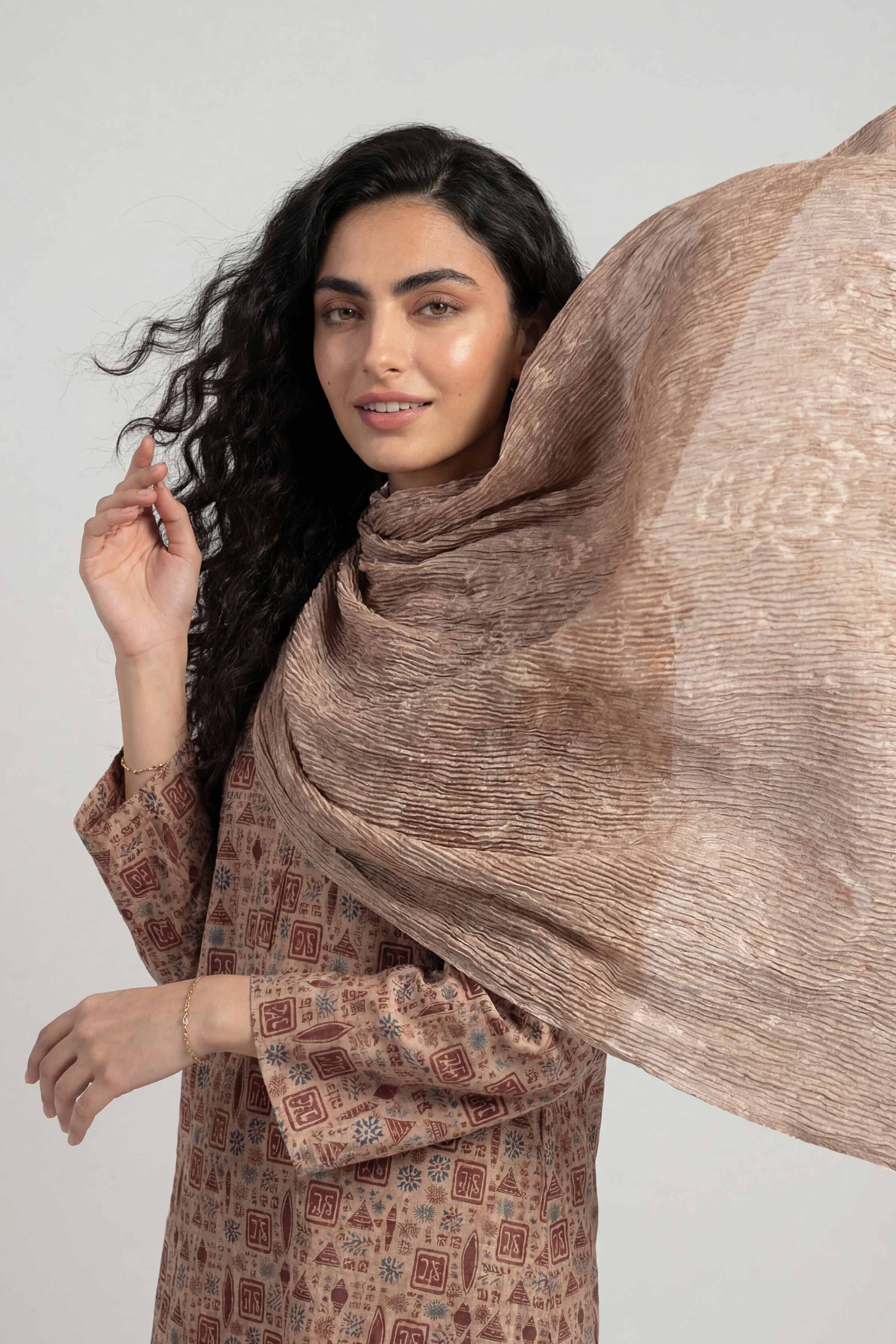 Khaki Women Scarf-447922130 - Image 2