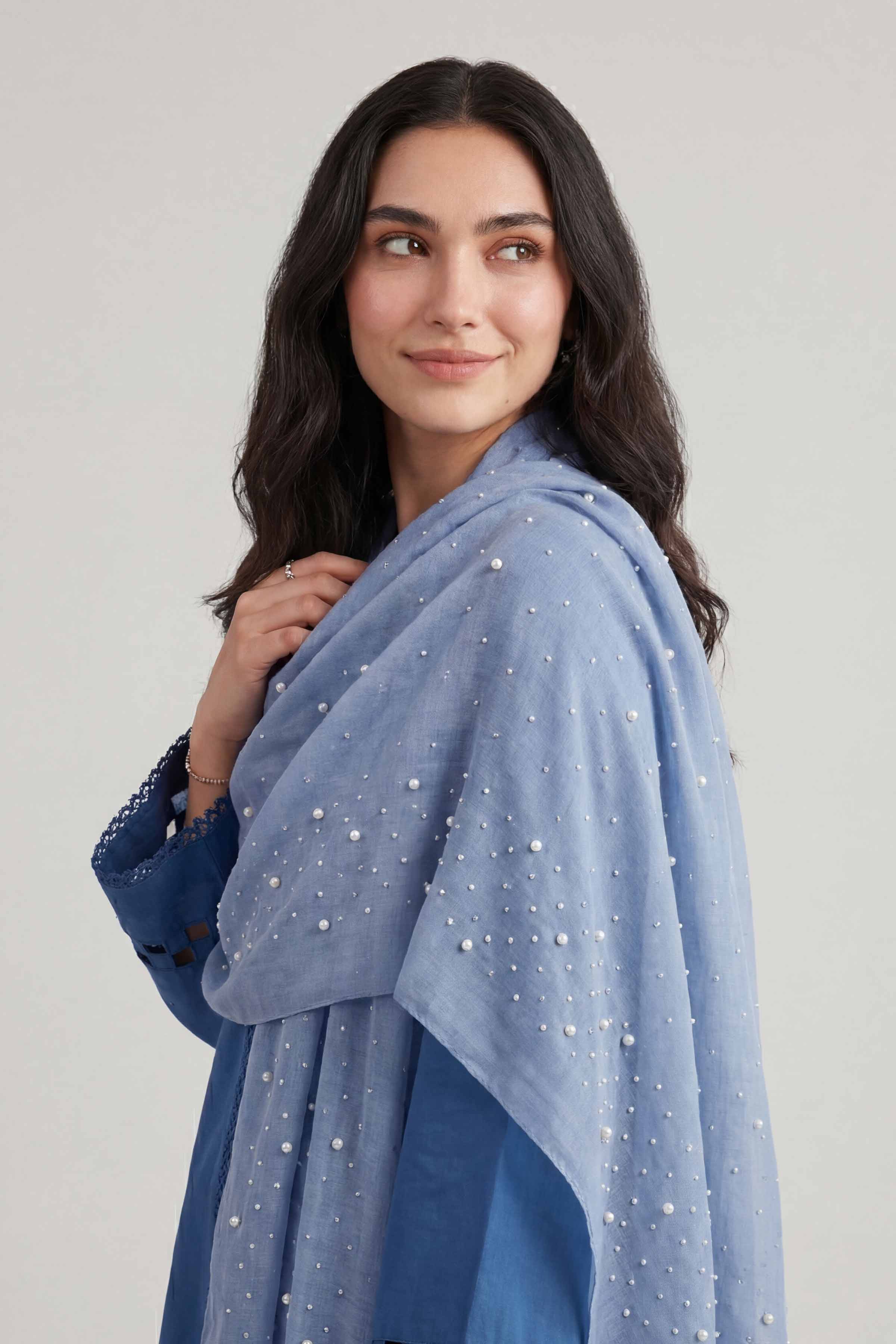 Blue Women Scarf-447932108 - Image 2