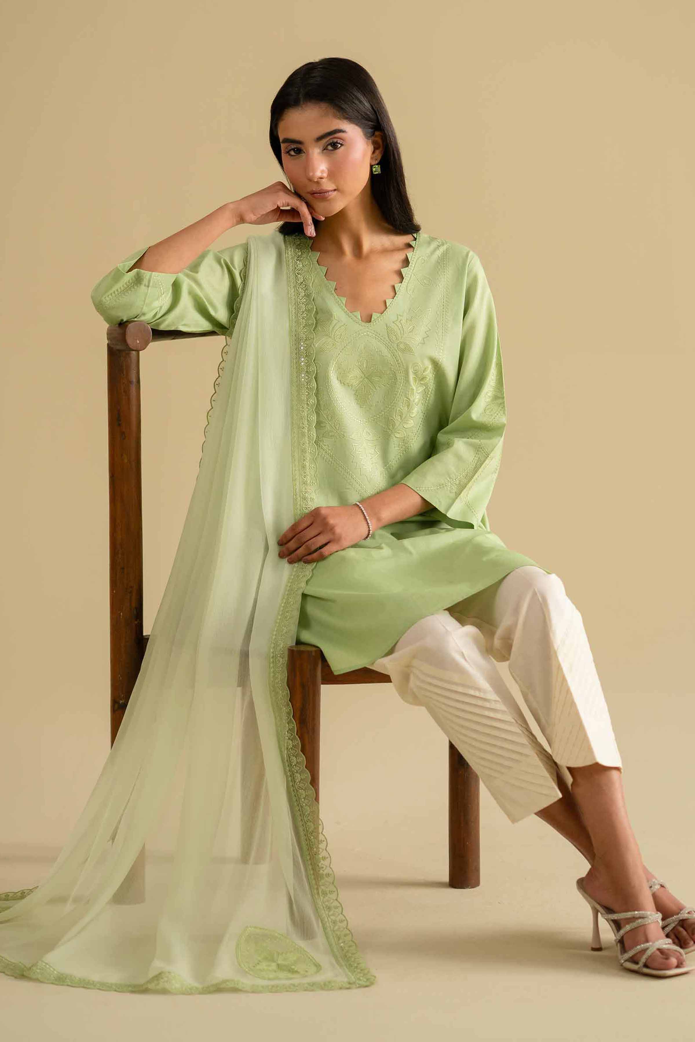 2 Piece - Embroidered Suit - KFE26-23 - Image 2