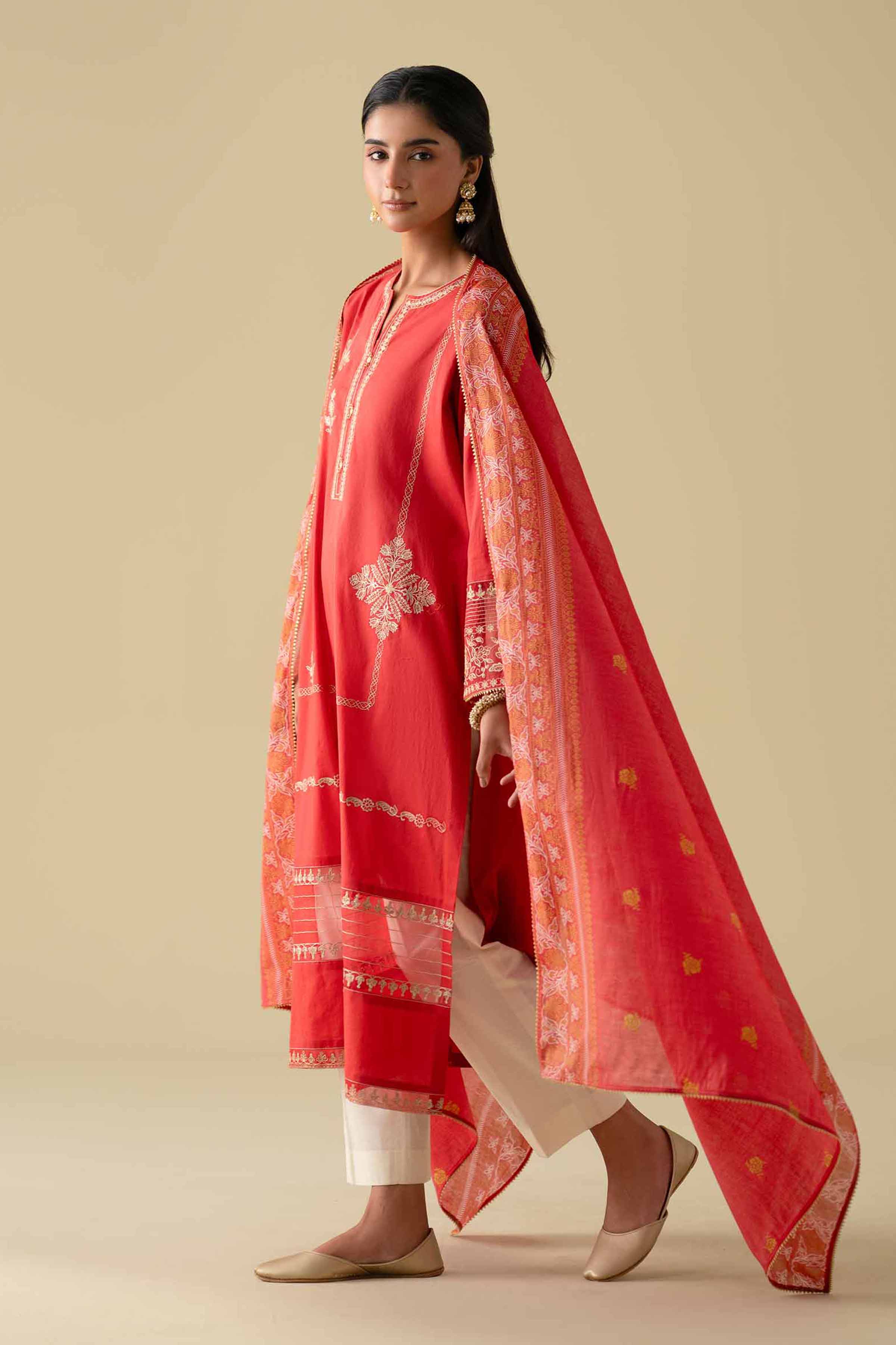 2 Piece - Printed Embroidered Suit - KFE26-27 - Image 6