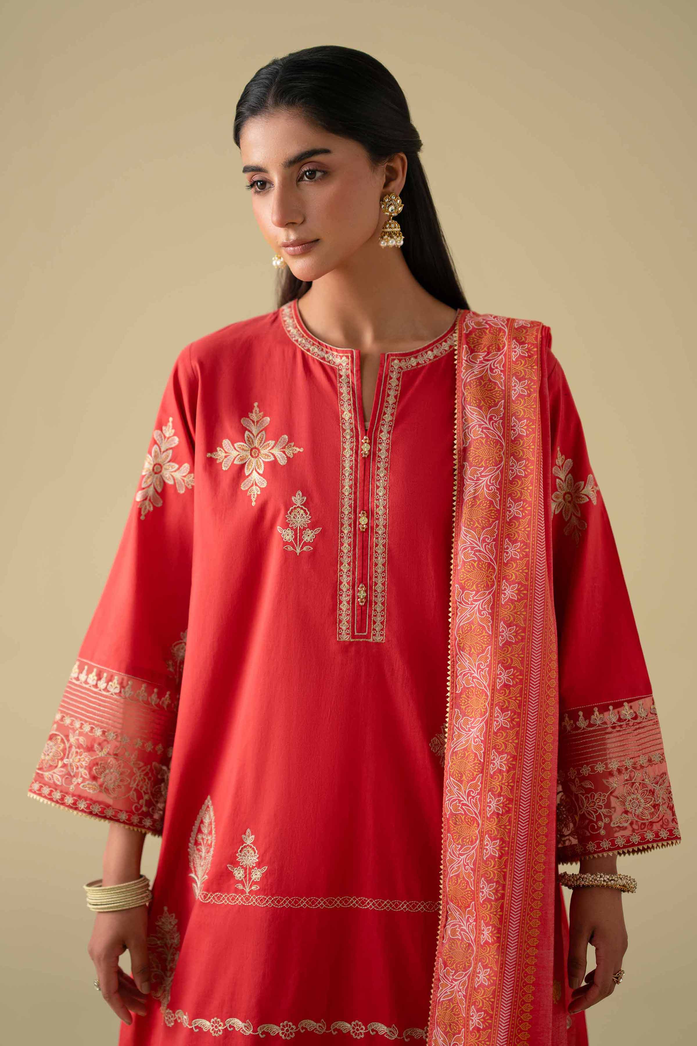 2 Piece - Printed Embroidered Suit - KFE26-27 - Image 7