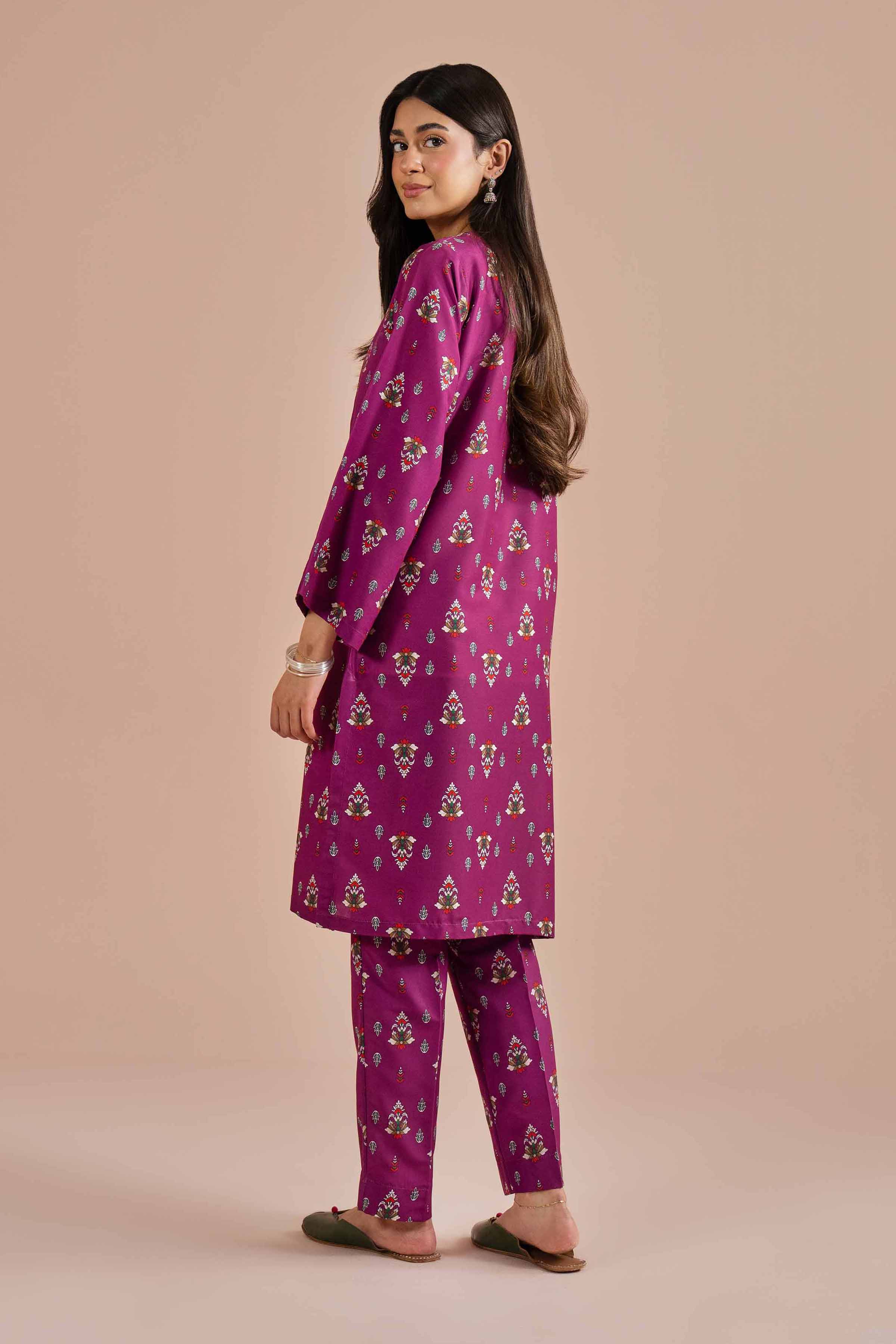 2 Piece - Printed Embroidered Suit - PE26-24 - Image 3