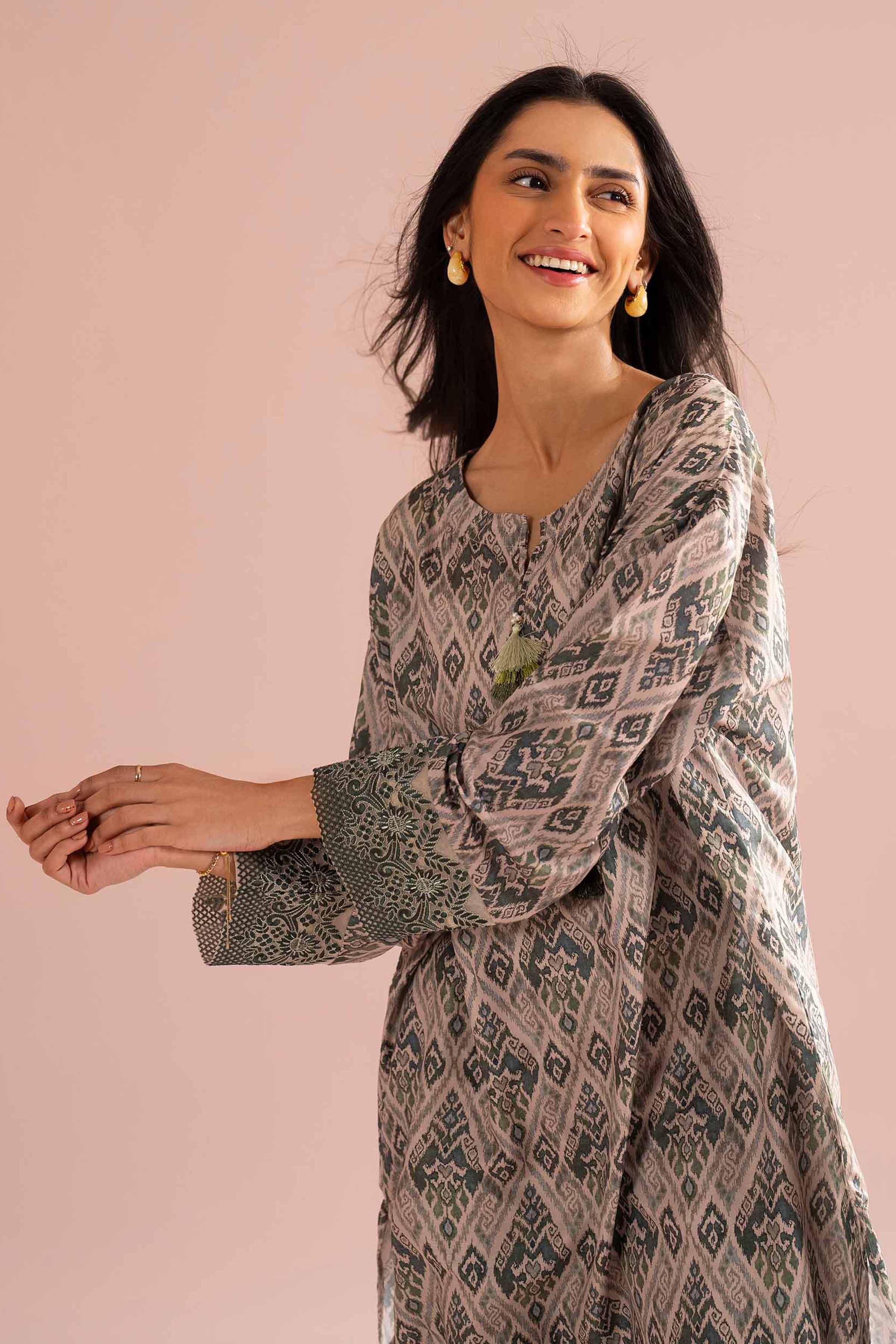 2 Piece - Printed Embroidered Suit - PE26-30 - Image 6
