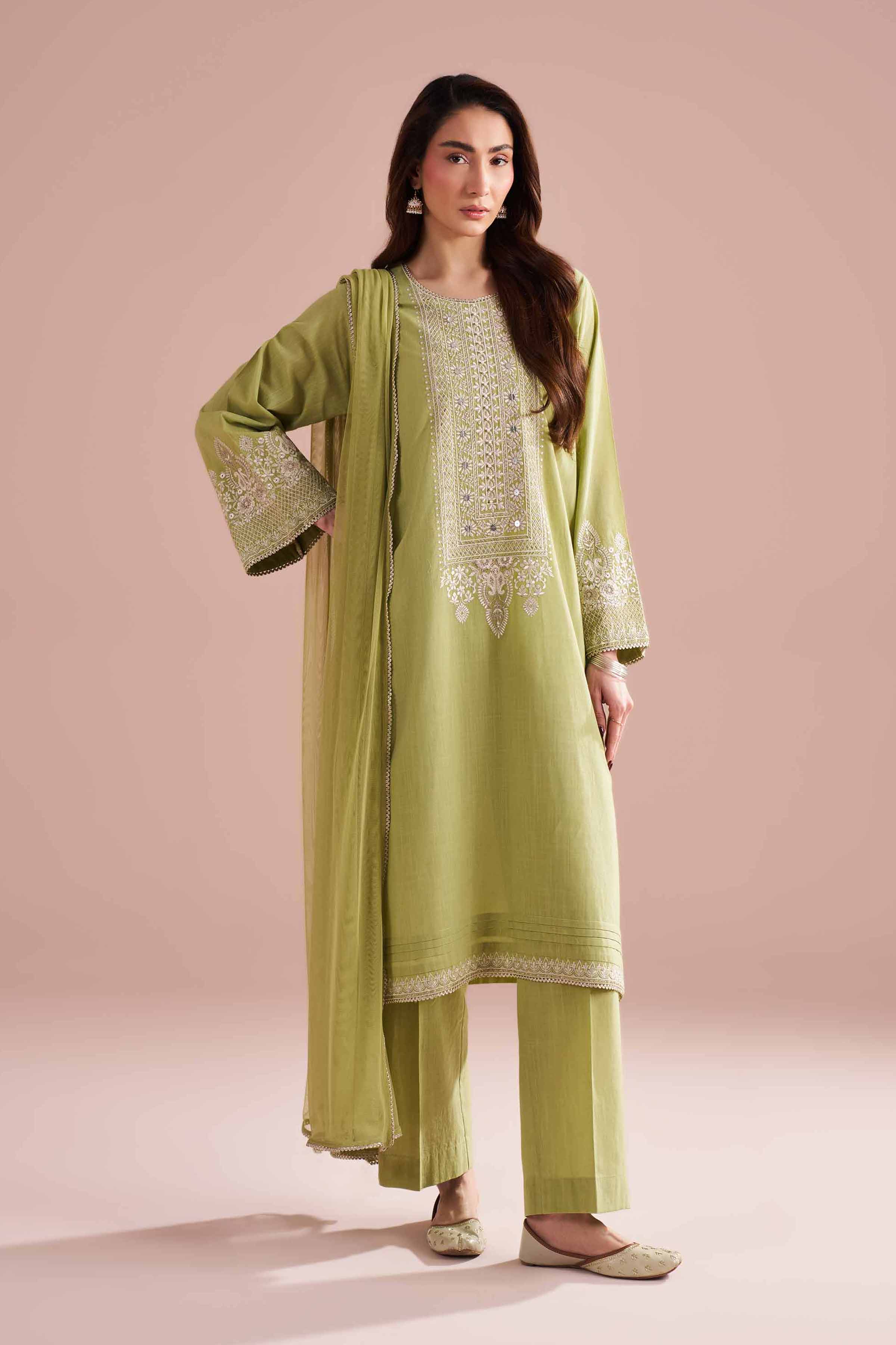 3 Piece - Embroidered Suit - PE26-323 - Image 5