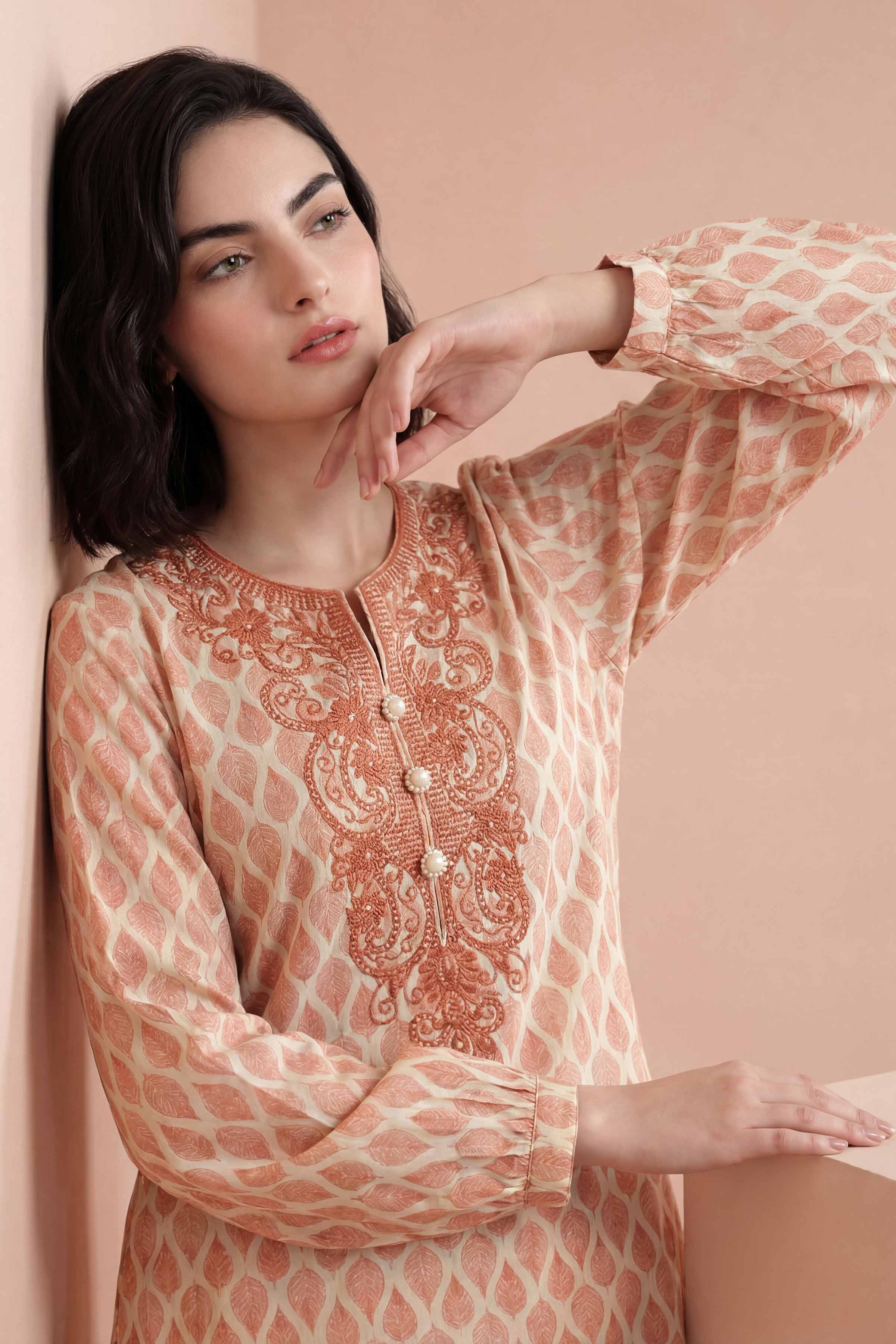 2 Piece - Printed Embroidered Suit - PE26-348 - Image 6