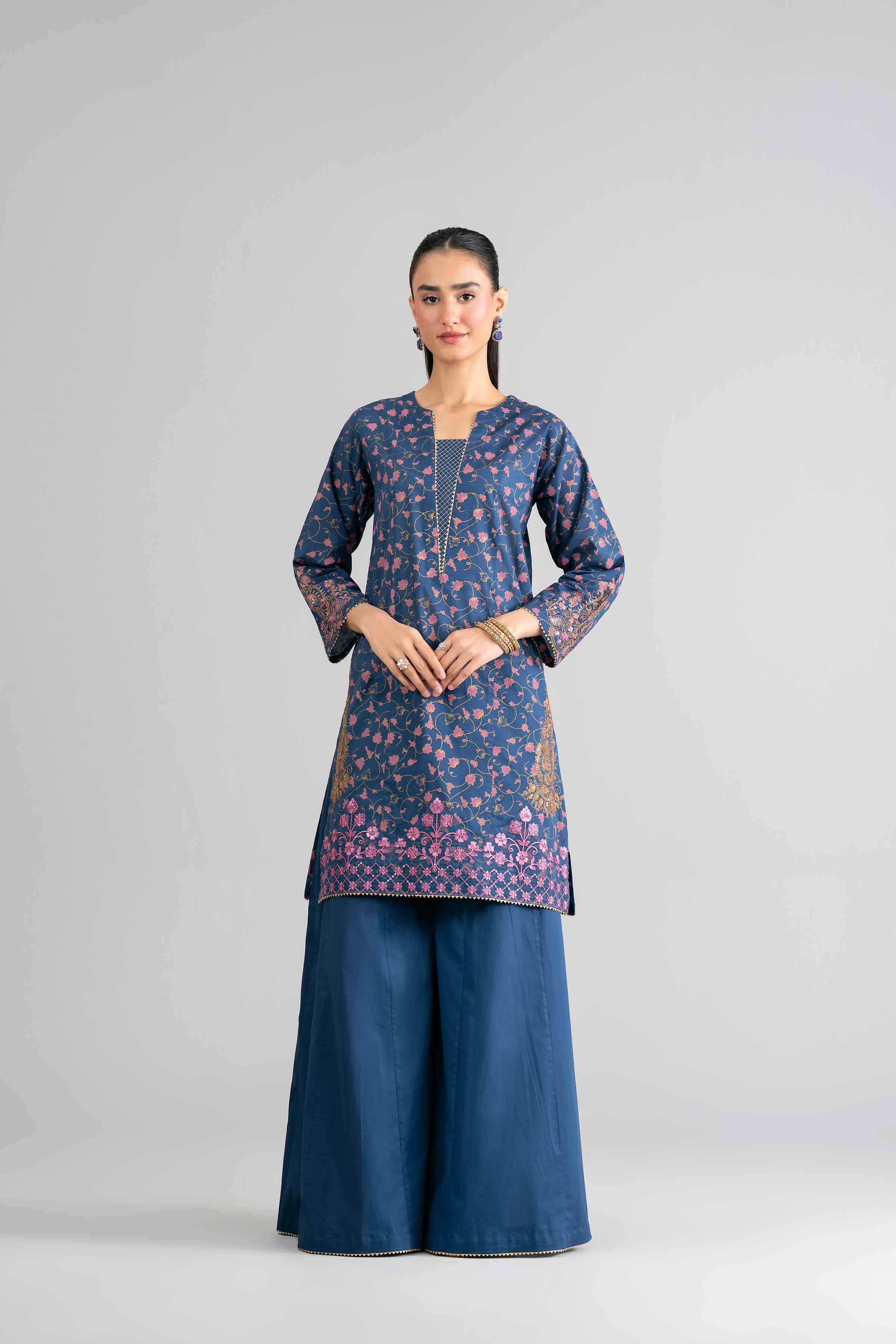 2 Piece - Printed Embroidered Suit - PMD26-04 M - Image 7